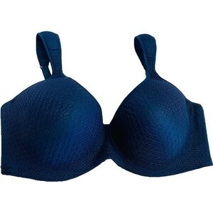 38DD ADRIENNE VITTADINI STUDIO Bra Molded Cups Mesh Band Underwire Navy Blue